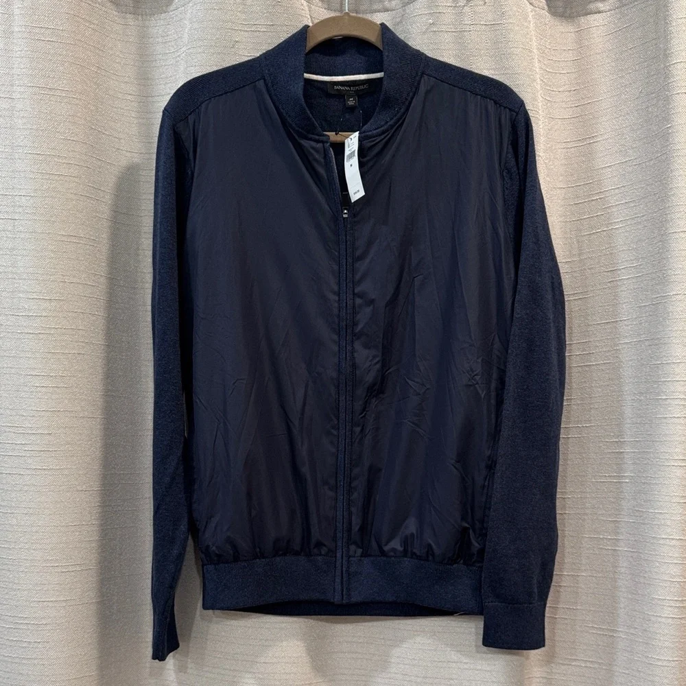 NWT Banana Republic Men's Blue Bomber Jacket Zip closure Size M